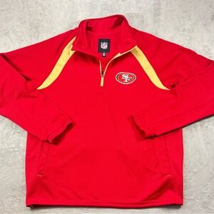 San Francisco 49ers 1/4 Zip Sweater Size XL W/ Side Pockets Red And Gold